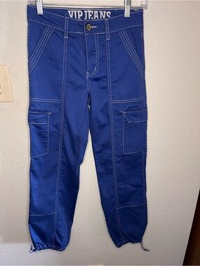 VIP woman’s Royal Blue Cargo Pants with White Stitching